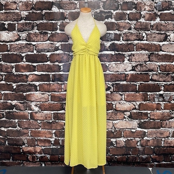 Wishlist Apparel Yellow Maxi Dress Halter Dots Medium - Picture 4 of 15